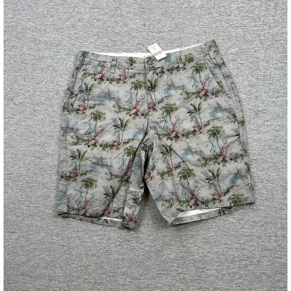 Barney's New York Shorts Mens 30 Gray Floral Chino Tropical Travel Outdoor NEW